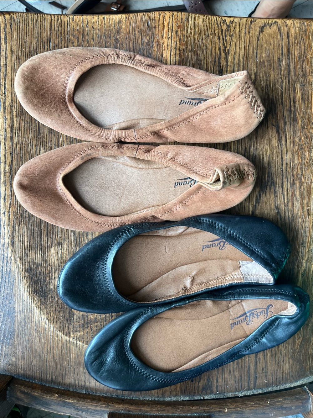 Lucky Brand Black and Tan Suede & Leather Ballet Flats